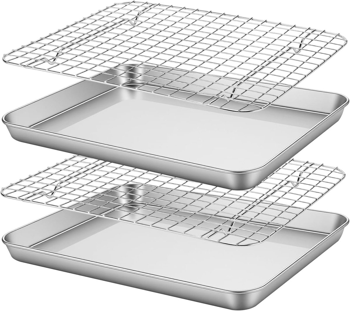 Bakplaat met koelroosterset 31,5 x 24,5 cm - roestvrij staal - voor bakken en koelen - duurzame kwaliteit - ShopVlot