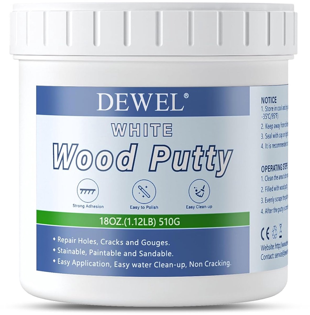 Houten spatula 500 g - witte reparatieset - vulmiddel voor gaten en krassen - ideaal voor meubelherstel - ShopVlot