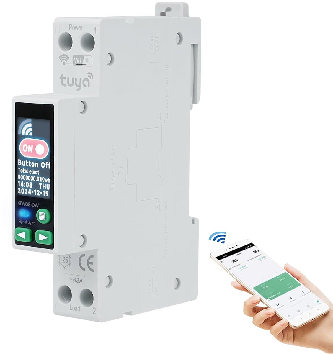 WiFi slimme meter 40A - circuitonderbreker - remote control - real-time monitoring - ShopVlot