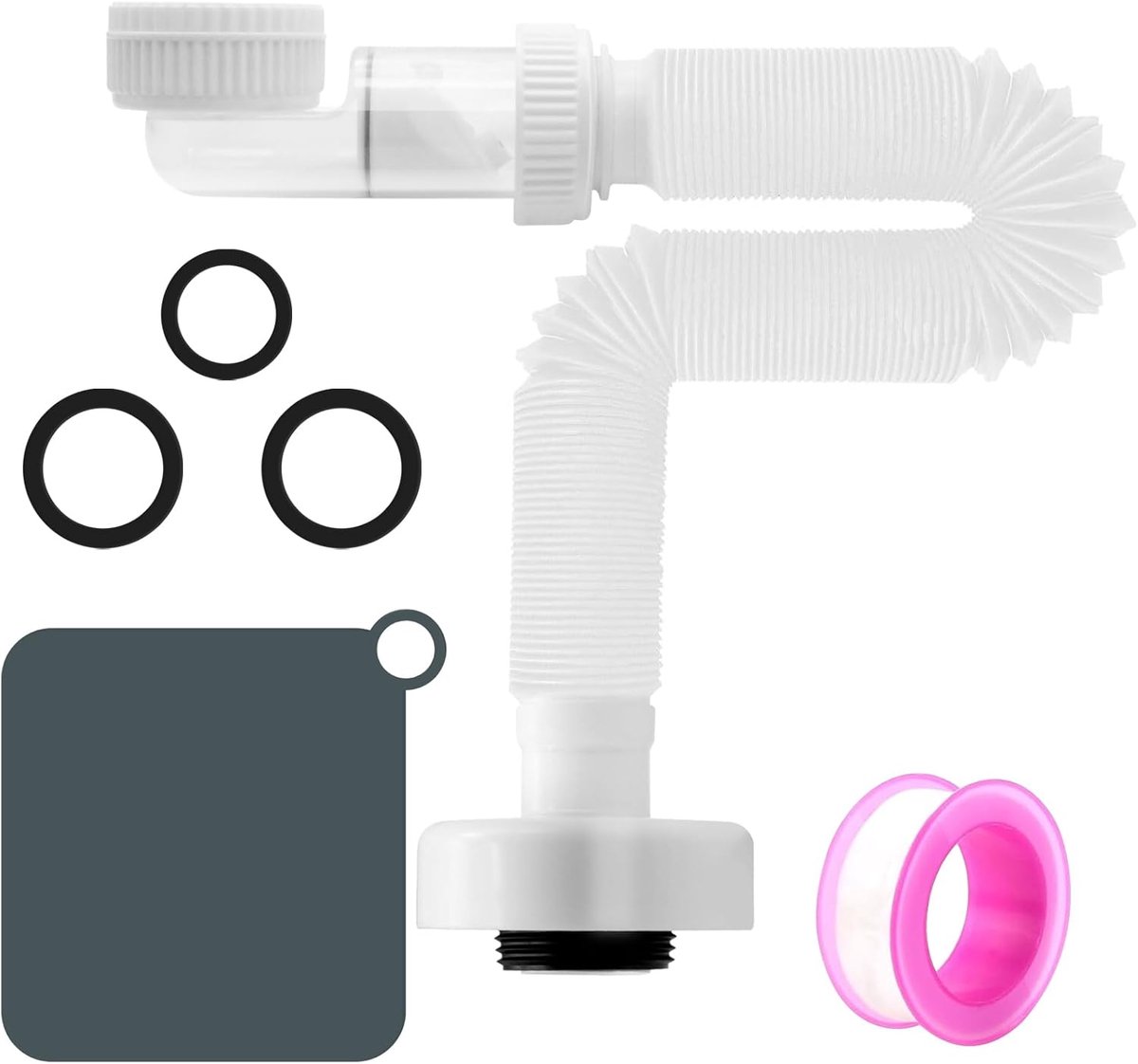Sifon 1 1/4 inch - 360° verstelbaar - met PTFE afdichtband - voorkomt geur en terugstroming - ShopVlot