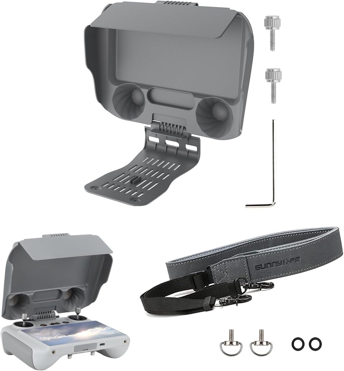 Zonneklep voor DJI RC afstandsbediening - 2-in-1 met koord - 360° hoekverstelling - Bescherming tegen zonlicht - ShopVlot