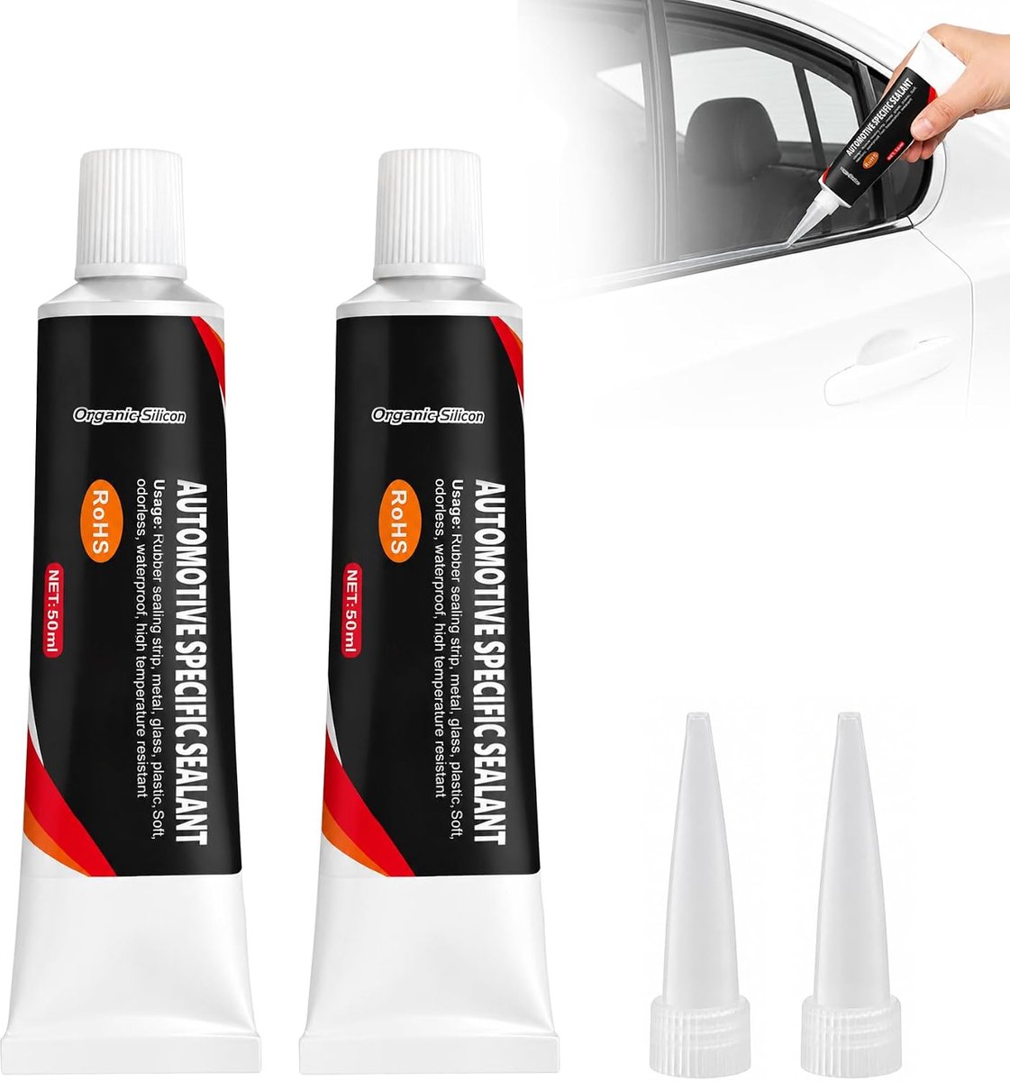 Carrosserielijm zwart 2 stuks - 100 ml - waterdicht - snelle uitharding - ShopVlot