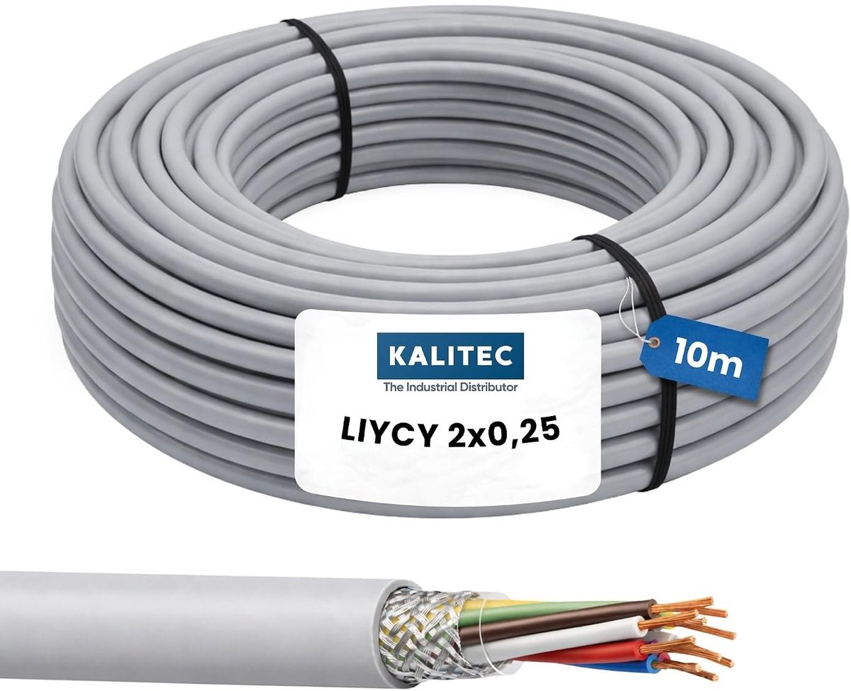 Stuurkabel 2 x 0.25 mm² - PVC signaalkabel - 10 meter lengte - ideaal voor elektronica en regelapparaten - ShopVlot