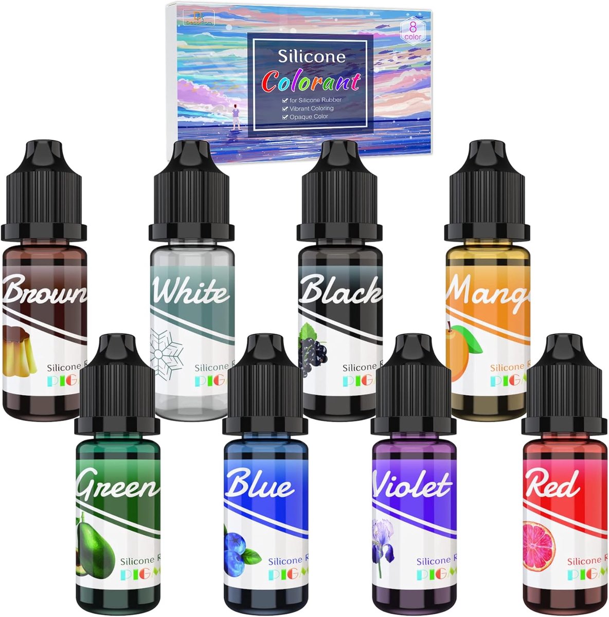 Silicone kleurstof - 8 kleuren vloeibare siliconenverf - Hoge concentratie voor levendige tinten - ShopVlot