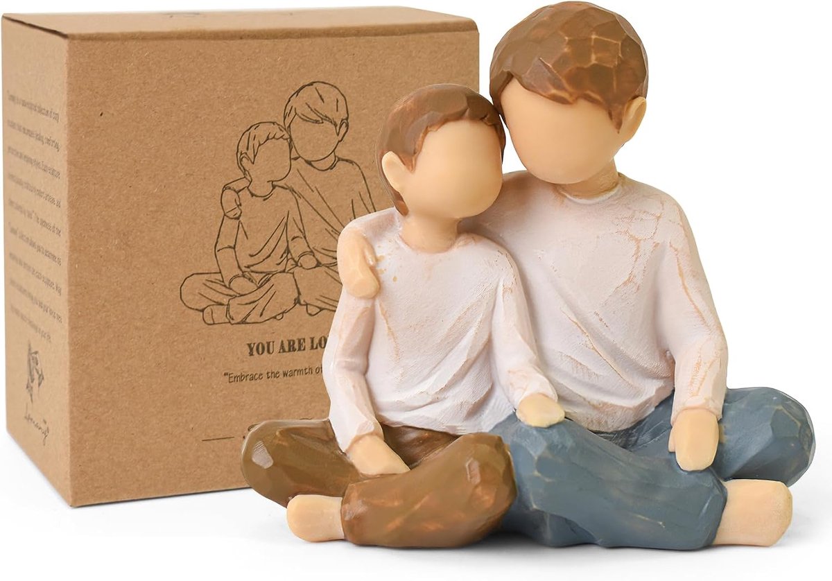 Broers beeldje - handgemaakt hars - symboliseert broederlijke band - uniek geschenk - ShopVlot