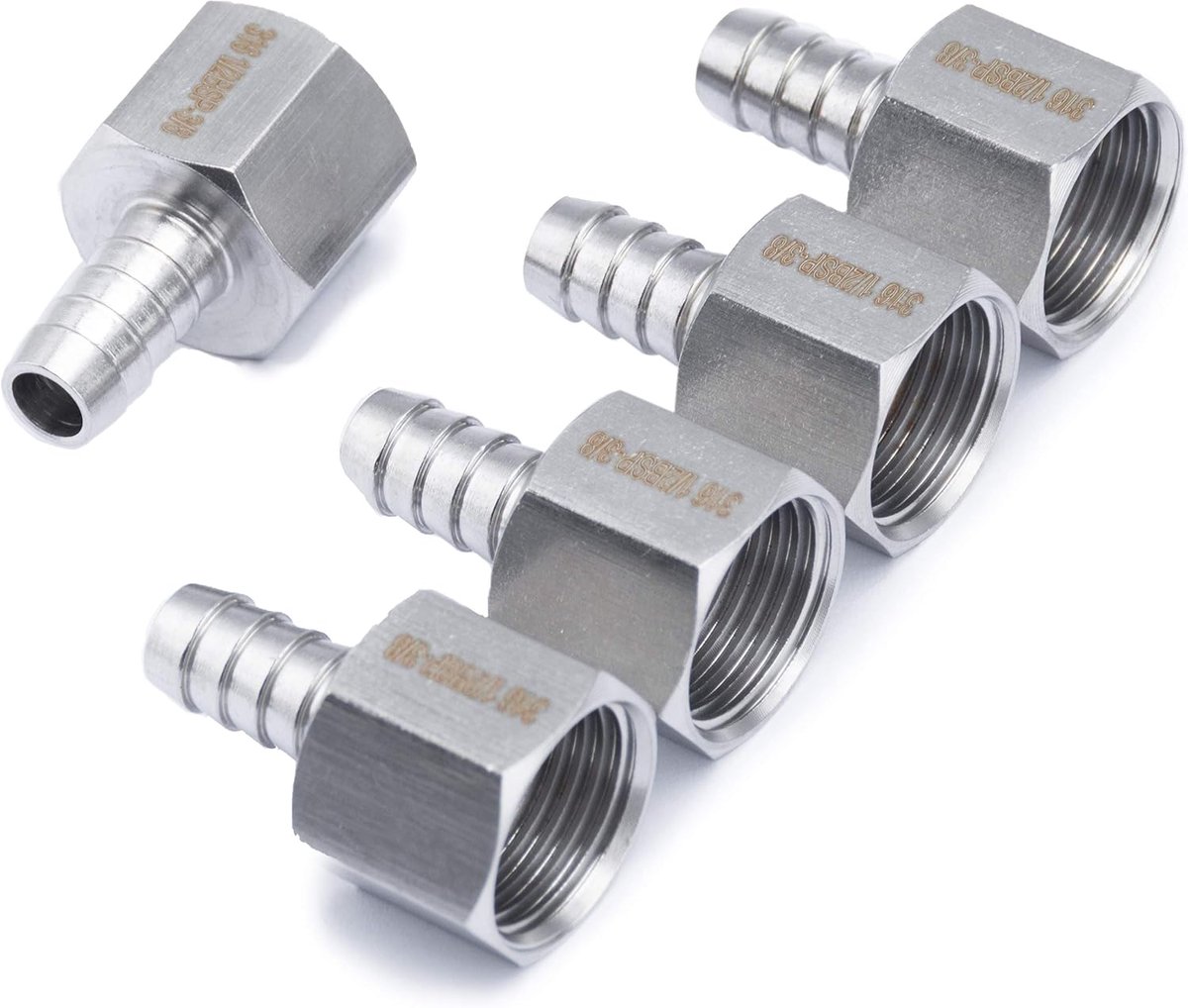 BSP koppeling 1/2 inch - RVS 316 - Vrouwelijk x Slangbuis - Geschikt voor brandstof en gas - ShopVlot