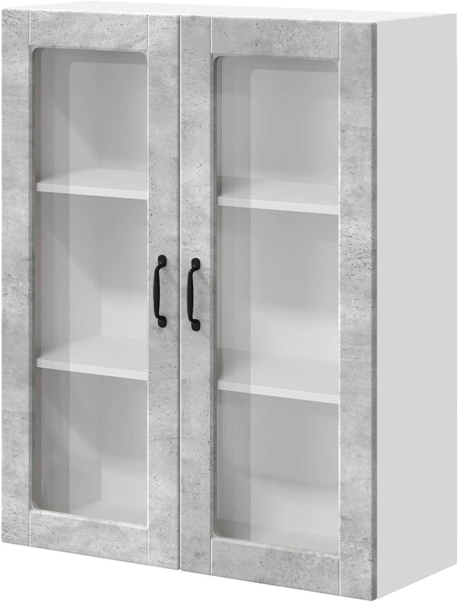 Keukenwandkast - Opbergkast Keuken - Keuken Organiseren - Betongrijs Design - 80 x 31 x 100 cm - Grijs