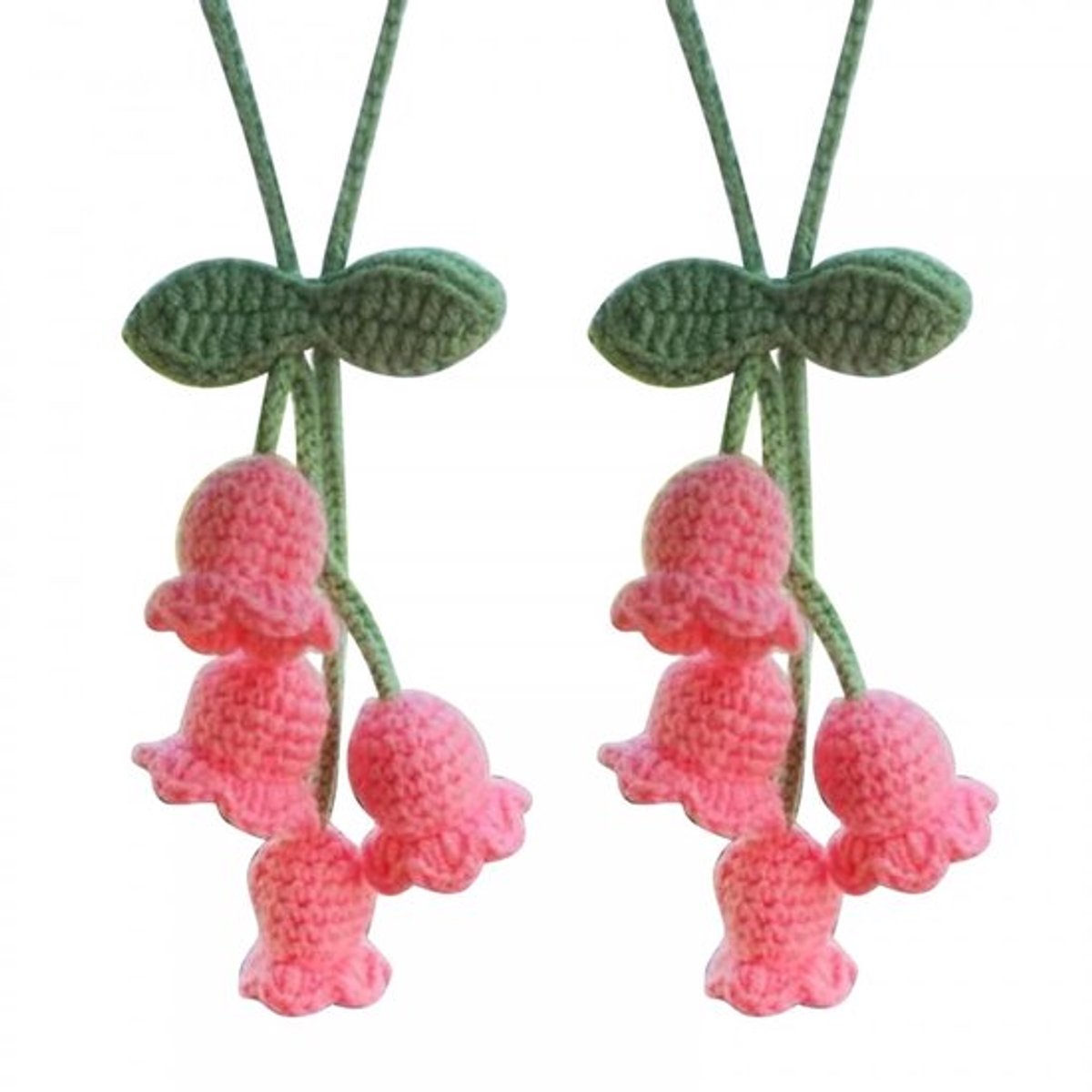 Auto Hang Ornament, 2 Stuks Schattige Achteruitkijkspiegel Accessoire Gehaakte Achteruitkijkspiegel Hanger Ornament voor Rugzakken, Sleutelhangers en Auto Accessoires