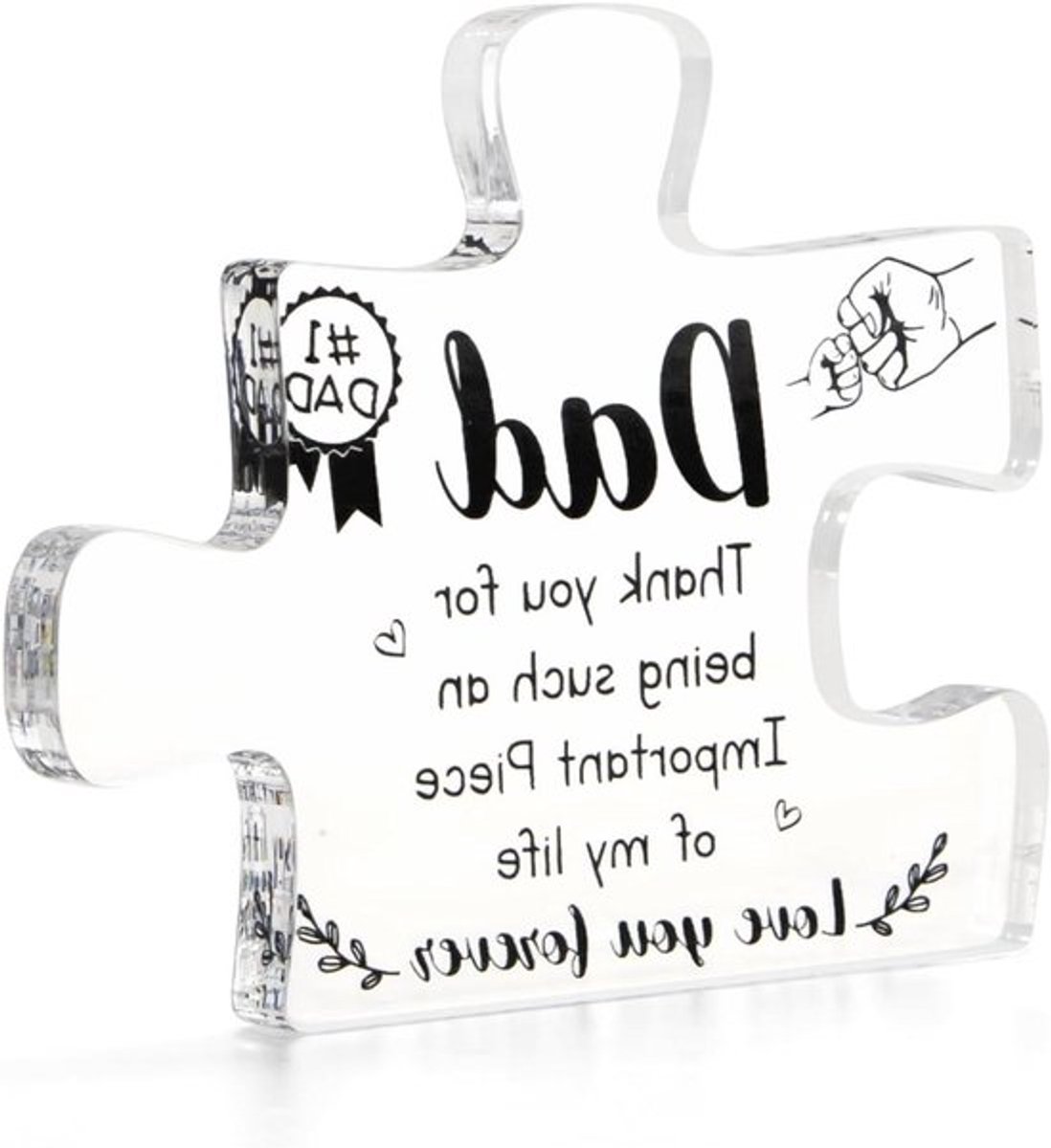 Gegraveerde acryl blok puzzel - Origineel cadeau voor vader - Verjaardagscadeau papa - Vaderdag geschenk