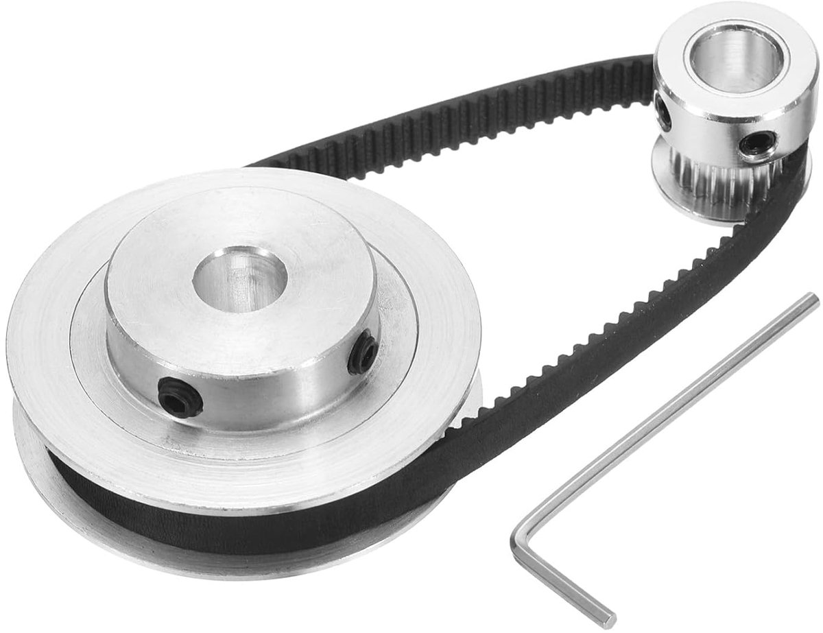 GT-2 synchrone wiel 20 & 60 tanden 8 mm gat, tandriemschijf aluminiumlegering met 1 stuk lengte 200 mm breedte 6 mm riem voor 3D-printer, CNC-machine (20-60T-8B-6)