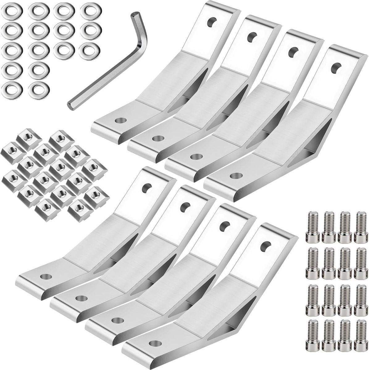 8 stuks aluminium profielverbinders, 20 x 20 mm, aluminium profielhoekverbinders, 135 graden hoekconnector voor stangprofiel, doe-het-zelfprojecten
