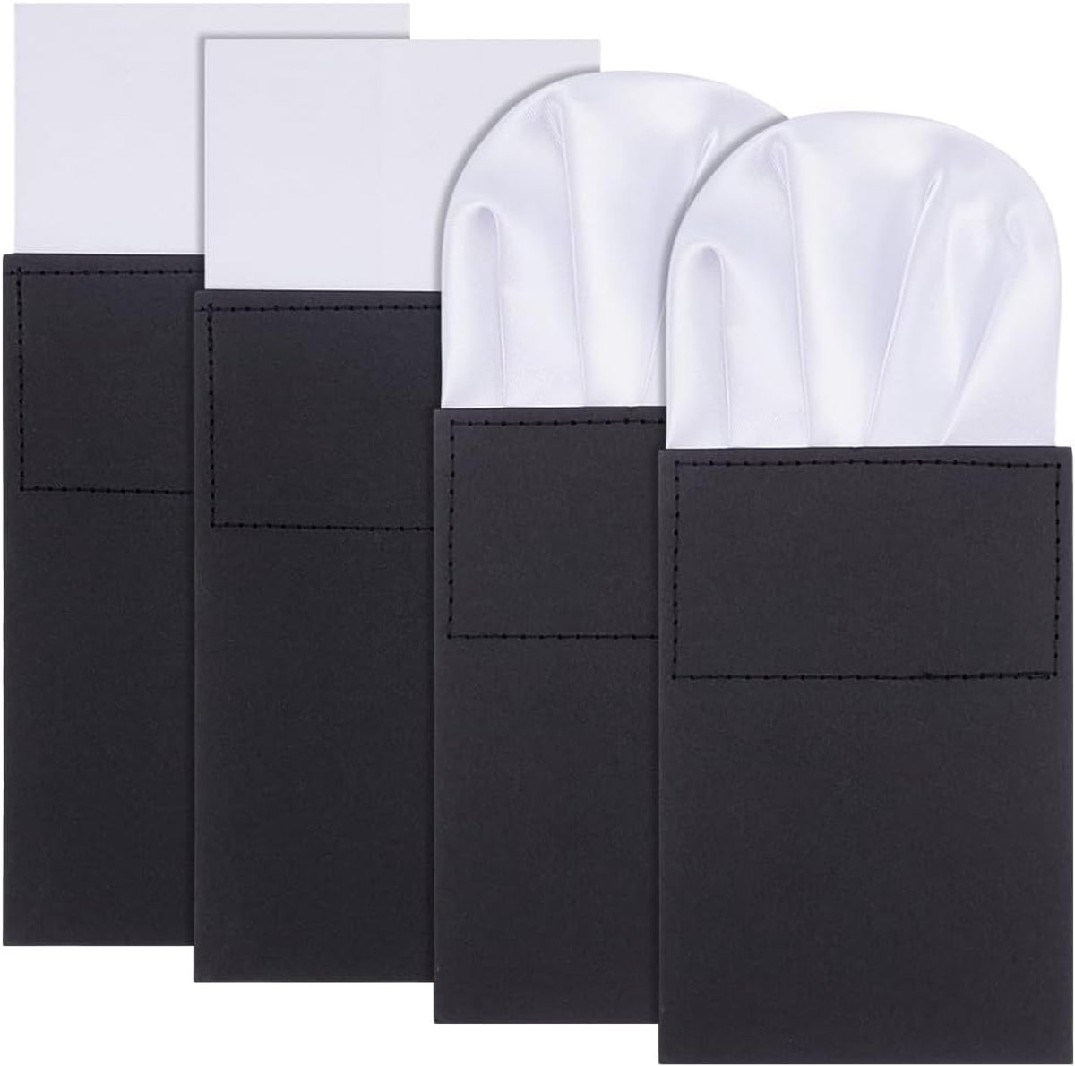 4 stuks herenkostuumzakken witte zakdoeken voorgevouwen op kaart effen kleur polyester zakken voor zaken bruiloft feest kostuum jas accessoires 2 stijlen