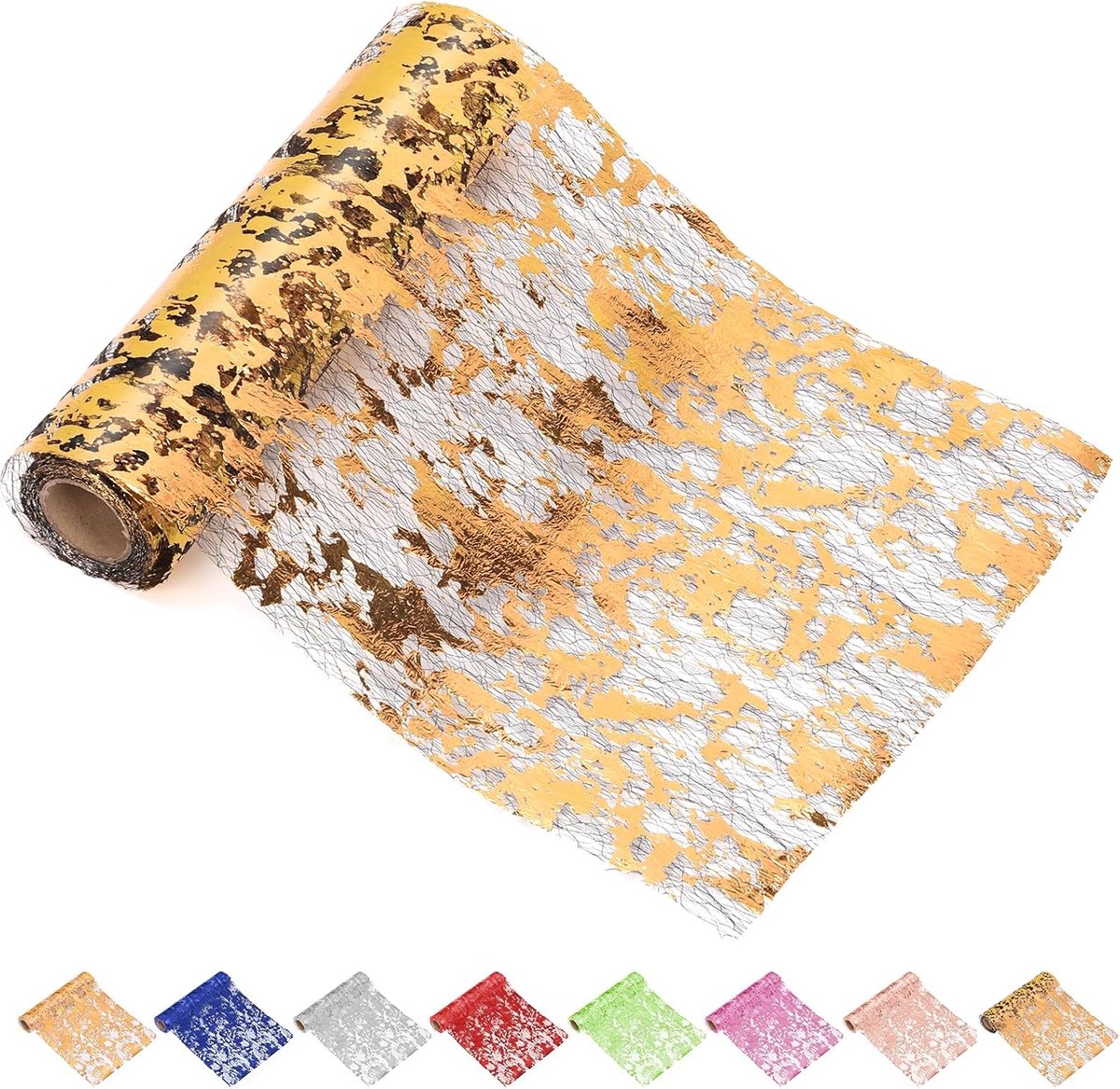 1 stuks 28 x 900 cm/11 x 354,3 inch zwart gouden tafelloper, glitter mesh tafellopers, folie metallic rechthoekige loper rol, metalen pailletten tafelrol voor feest, bruiloft, banket decoratie