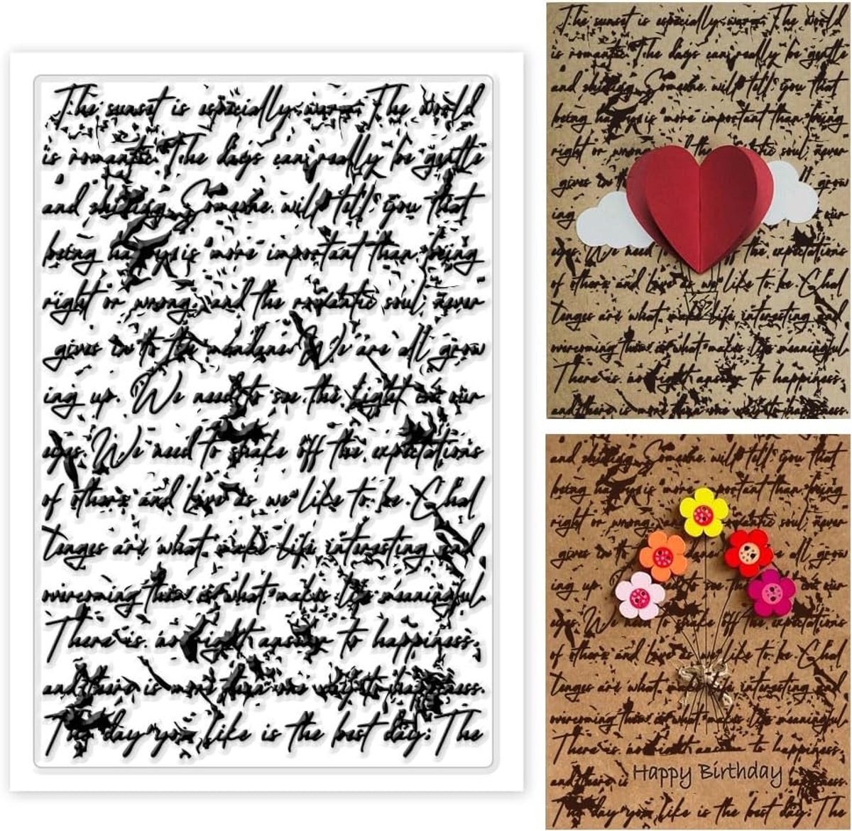 PandaHall Woorden Achtergrond Transparante Stempel, Geniet van het Leven Thema Vintage Inkt Vlekken Letters Transparante Stempel Decoratieve Transparante Stempels Craft Stempels voor Kaarten Maken