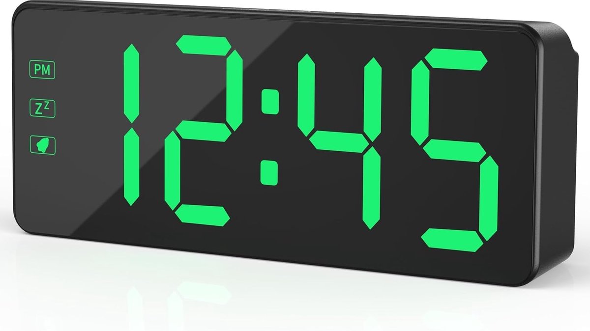 Digitale wekker met groot LED-display - Verstelbare helderheid, 12/24H tijd, eenvoudig te gebruiken, netvoeding (adapter inbegrepen) - Perfecte nachtkastje klok voor thuis, kantoor, reizen
