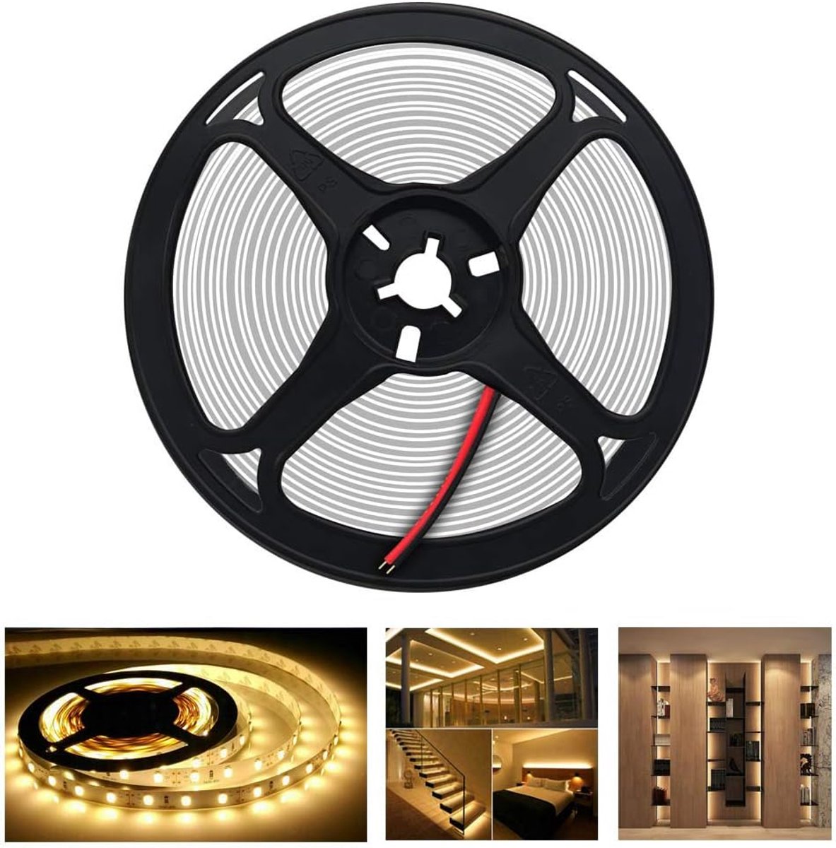 12V LED strip, 300leds, 5m, 5050SMD, voor binnen, decoratief,warmwit,niet waterdicht, IP20,Gemakkelijk te installeren, veilig en energiebesparend