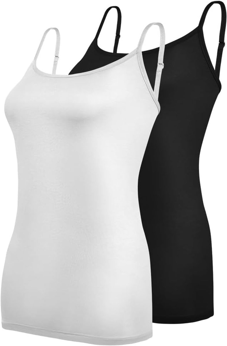 Basic hemdje met verstelbare riem, cami met spaghettibandjes voor dames, slim-fit hemdje voor dames, basic effen stretch-onderhemden