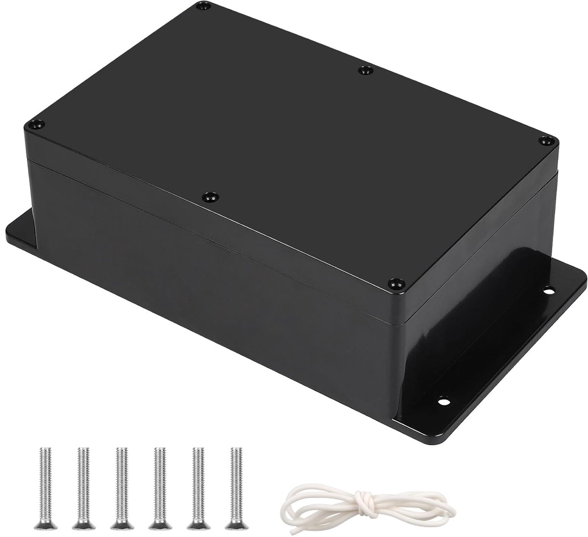 Aftakdoos, waterdicht, voor buiten, zwart, vierkant, IP65, 230 x 150 x 85 mm, met kabeldoorvoer voor Ø 6-12 mm, met bevestigingsgreep