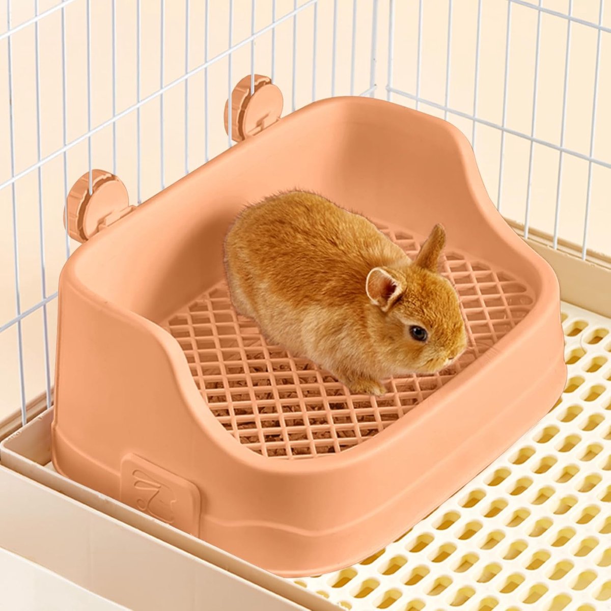 konijnenbak, afneembaar konijnenhoektoilet met grote container Bedding kattenbak Potty Trainer voor kleine dieren Cavia's Hamsters Galesaur (Roze)