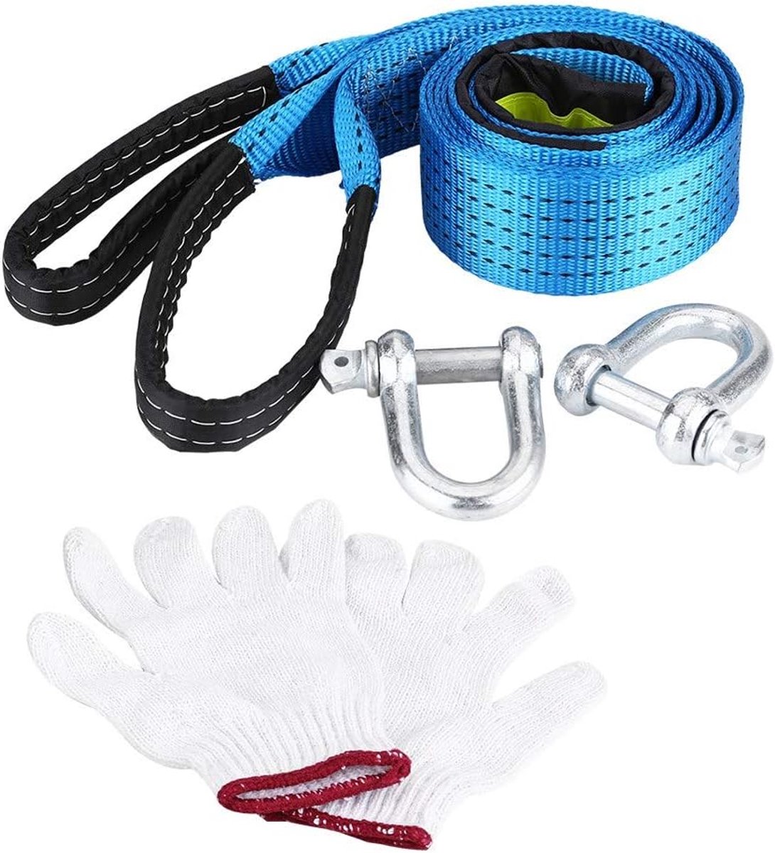 Fune di traino Potente Tow Strap Car Trailer Tow Rope Road Recovery Cavo di rimorchio con strisce riflettenti Ganci Metri Hook(5M)