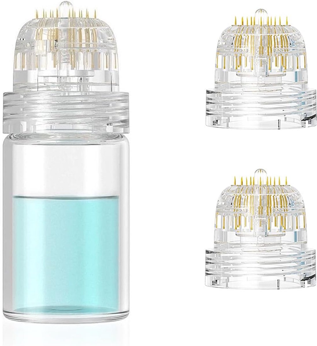 Stamp Hydra Needle 20, microneedling titanium 20 pin, lengte 0,25 mm, herbruikbare serumfles met 2 extra reservekoppen, voor huidverzorging