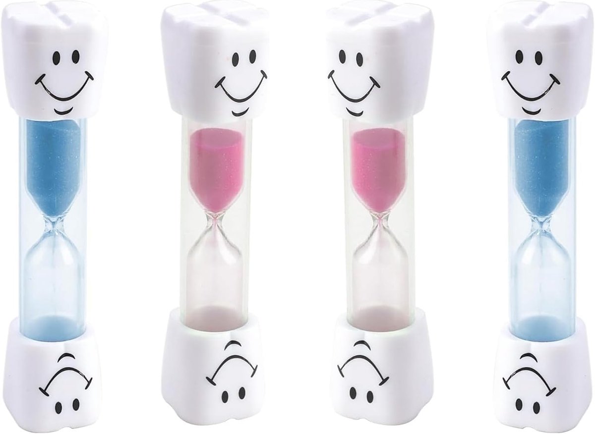Set van 4 zandlopers met glimlachende gezichten – perfect voor kinderen, keuken, kantoor en speeltijd, 3 minuten smile timer voor effectief tijdmanagement en plezier