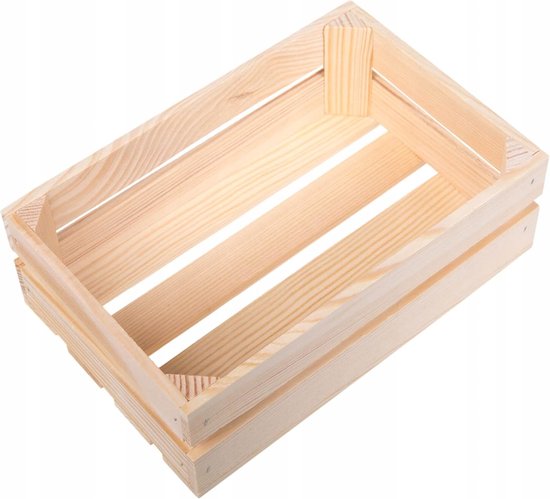 World - Houten krat - Ongelakt grenenhout opbergdoos DIY 40 x 30 x 17 cm — afbeelding 2