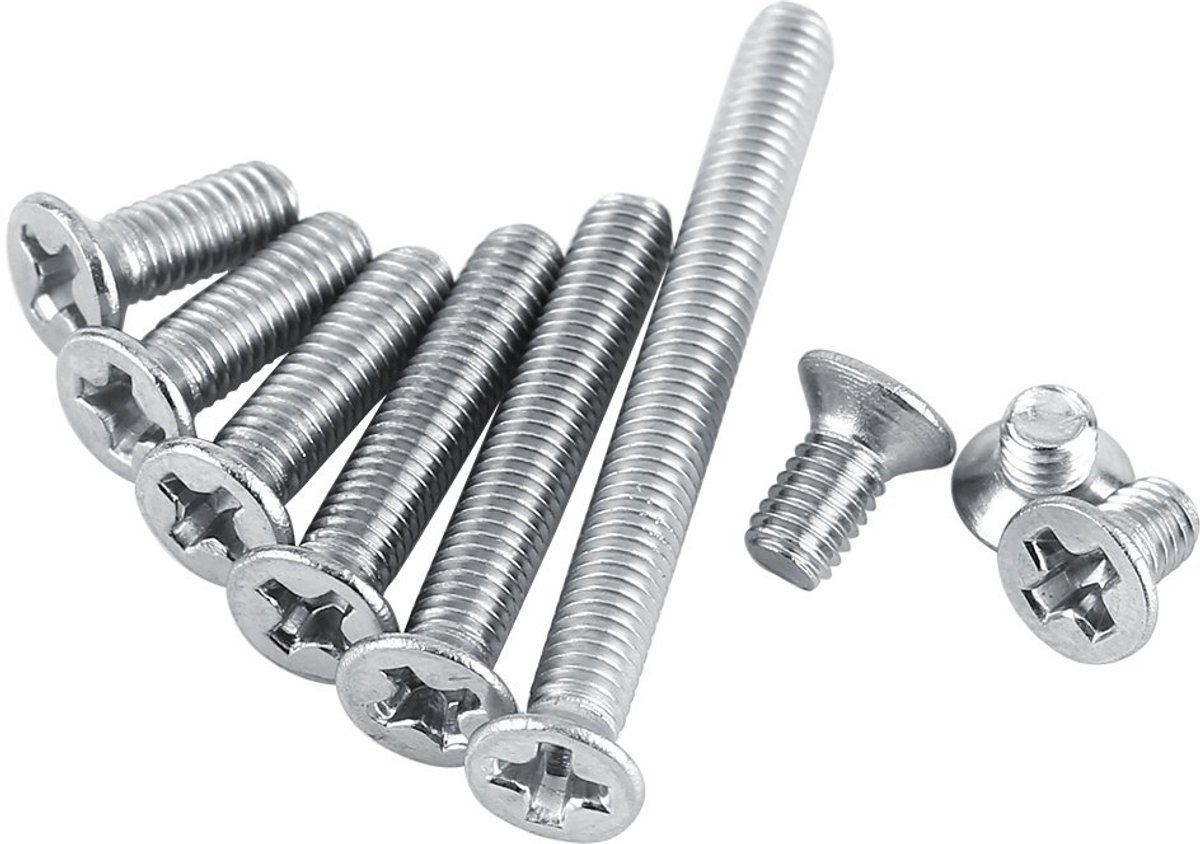 kop schroef, 100 stuks SS304 roestvrij staal platte kop schroef boutbevestiging M3 4 mm 5 mm 6 mm 8 mm 10 mm 12 mm 16 mm 20 mm 30 mm (optioneel) Machine verzonken kop schroef(M3*16)