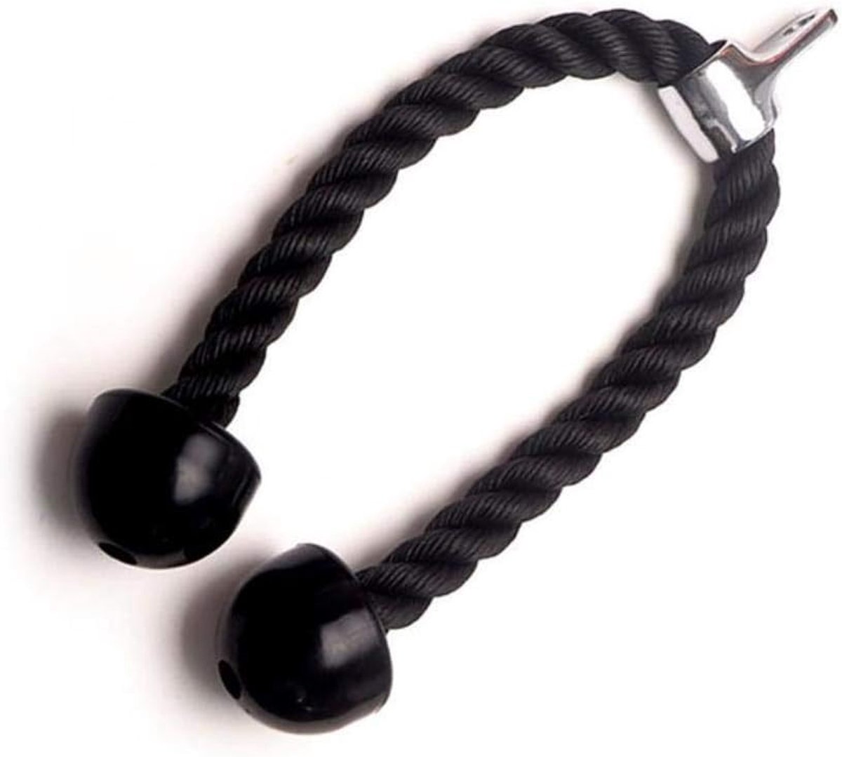 Touw om biceps laterale spiertraining fitness naar beneden te trekken, zwart b