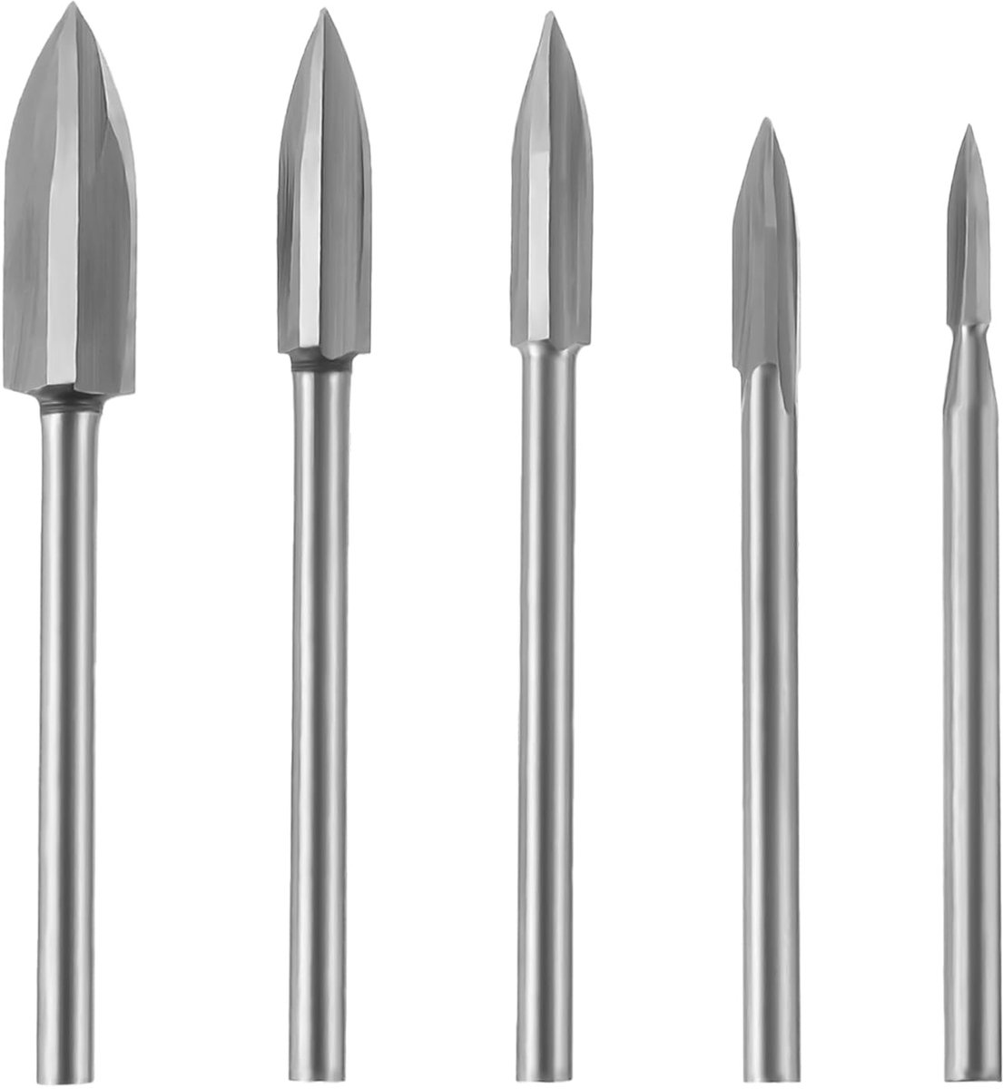 Houtsnijgereedschap voor HSS Rotary Tool 1/8 inch schacht universeel gereedschap voor DIY carving boren micro sculptuur houthandwerk grinding (verpakking van 5 stuks)