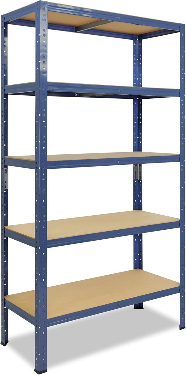 Shelfplaza Home 200x90x23cm metalen stellingkast blauw: 5x175kg | stellingen Berging stelling Garagekast Metalen opslagstelling Opbergstelling Zware stelling Opslagrek Garage stelling