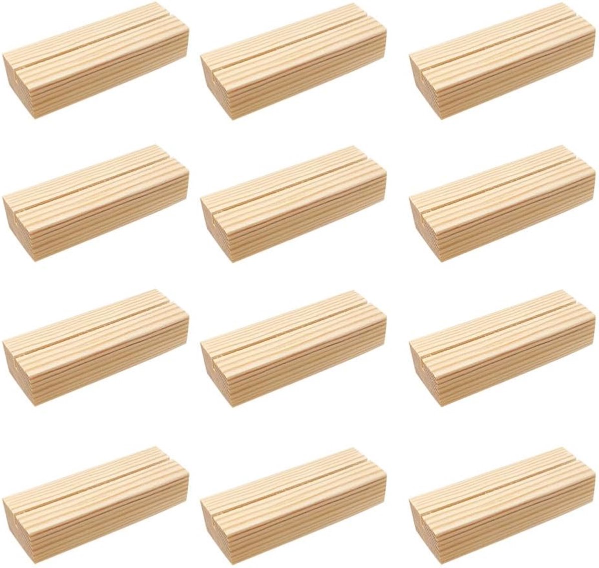 Houten kaarthouder, 12 stuks, tafelkaarthouder, fotohouder, memohouder, fotostandaard, ansichtkaarthouder, houten plaatskaarthouder, tafelnummerhouder, menukaarthouder voor restaurant, tafel,