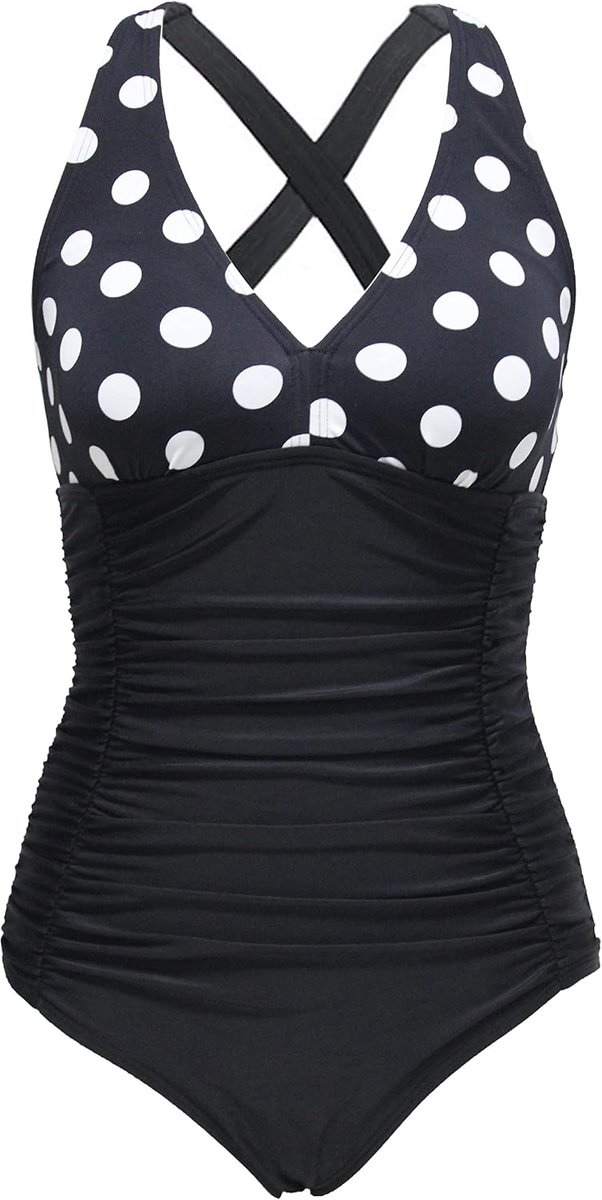 Badpak voor dames, V-hals, eendelig, push-up, badmode, zwempak, hoge taille, badpak voor dames, buikweg