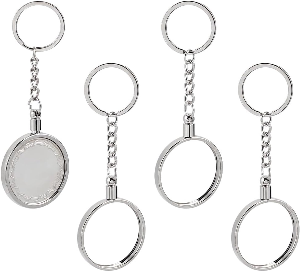 4 stuks medaillon en munthouder metalen sleutelhanger 39,5 mm/1,56 inch legering munthouder sleutelhangers ronde medaillonhouder met metalen sleutelhanger voor muntenmedaillonhouder