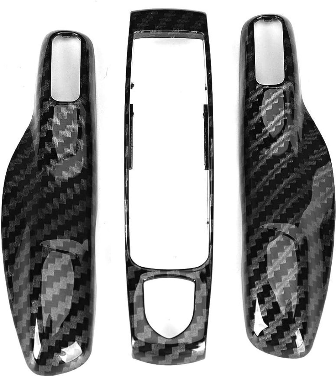3 stks/set Autosleutelzakje Cover Case Shell Koolstofvezel Keyless Entry Afstandsbediening Sleutelhanger Cover Protector Fit voor Cayman/Macan/