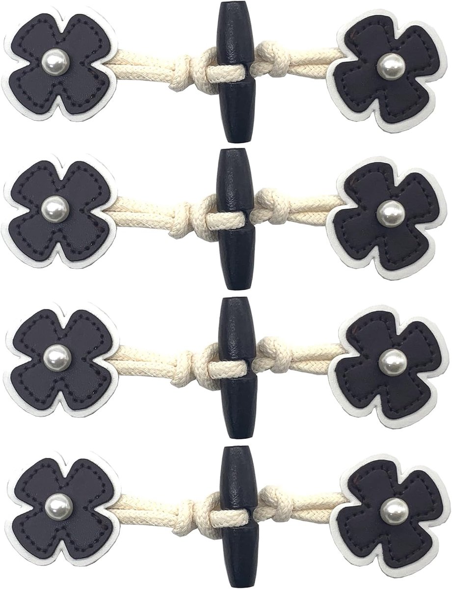 Knopen, Gesp Met Lederen Sluiting, 4 Paar Kleine Jassen, Kunstleer Windjacks, Harsknopen Voor Kinderkleding (Donkerbruin)