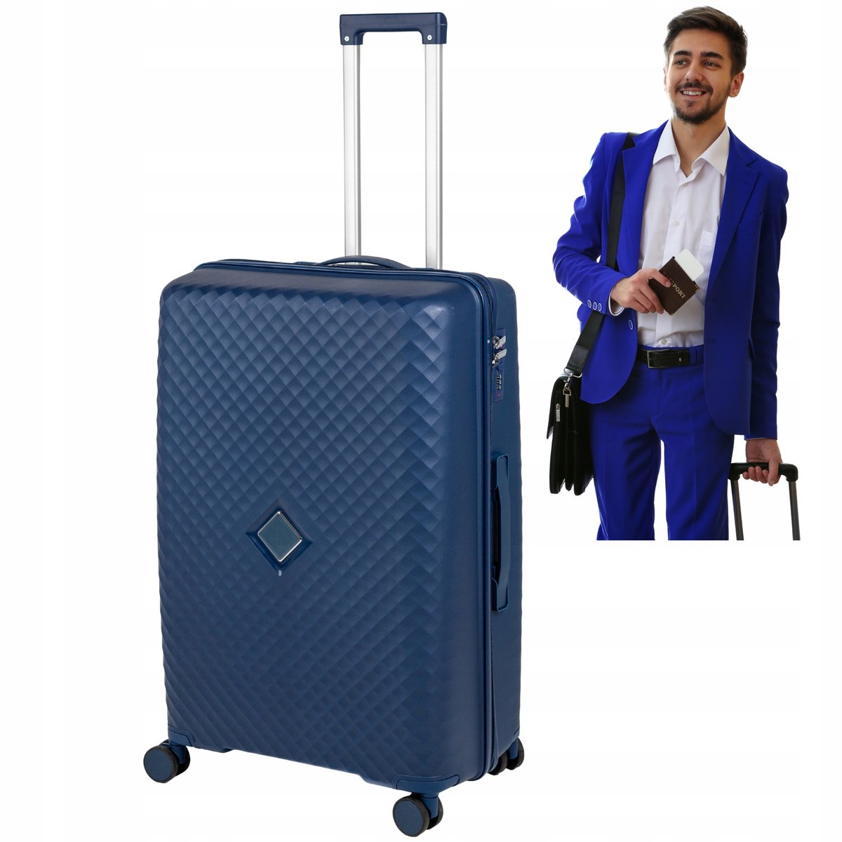 Grote Blauwe Harde rijstkoffer 75cm, 116L, licht van gewicht & duurzaam