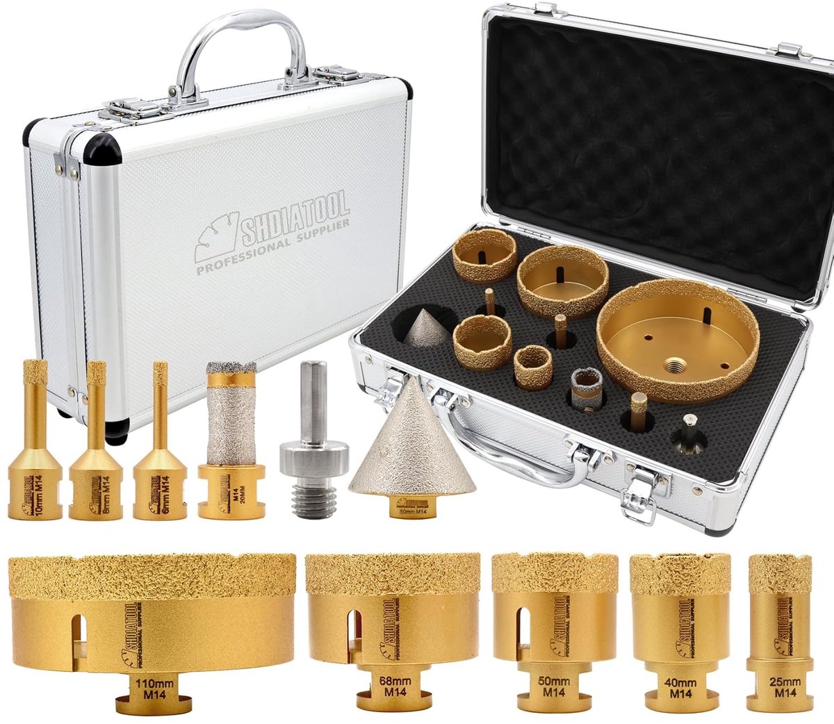 Diamantboor 6-110mm - M14 Draad - Vacuüm Gebrazed - Perfect voor Porselein en Graniet - ShopVlot