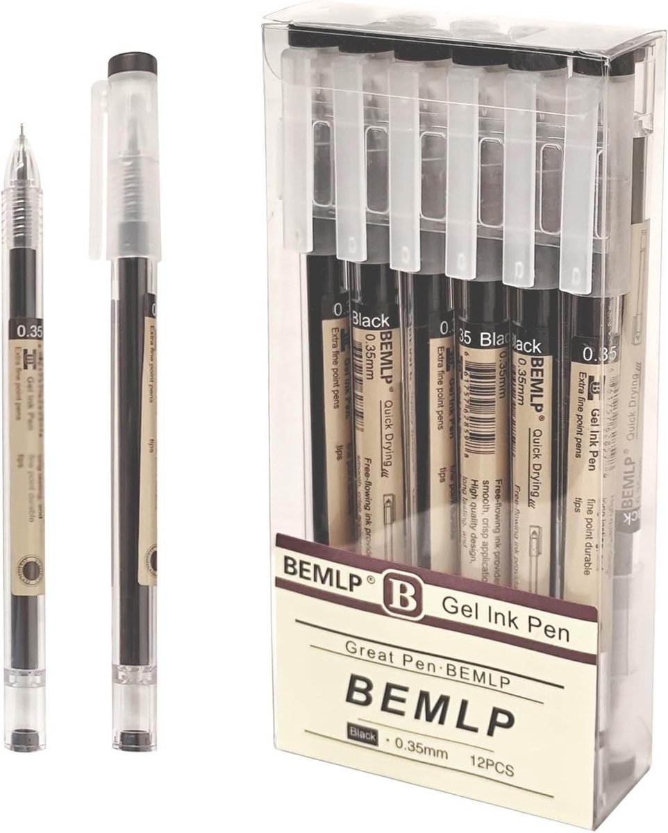 Gelpen 0.35mm zwart - vloeibare inkt - snel drogend - ideaal voor schrijven en tekenen - ShopVlot