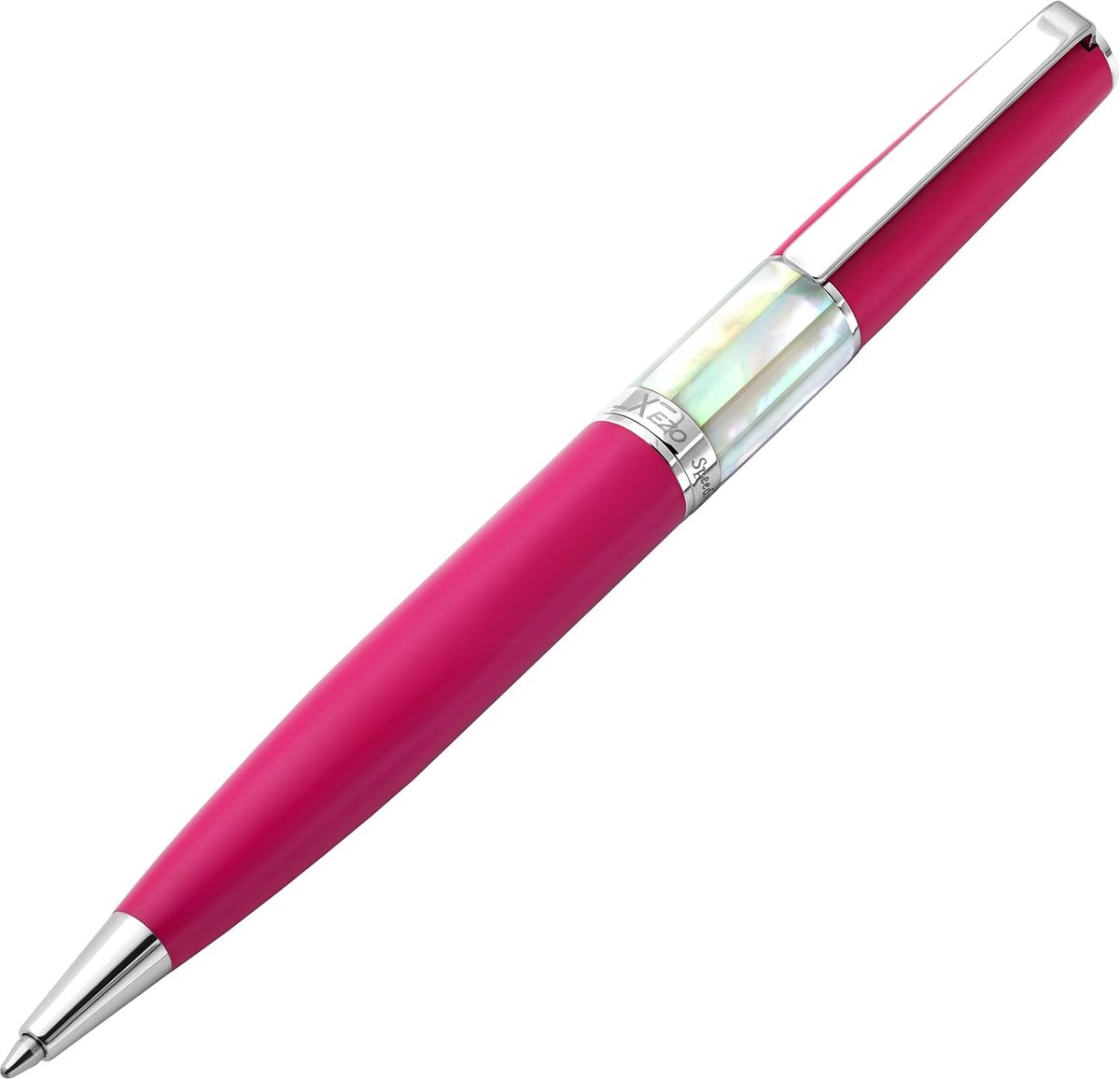 Ballpoint pen middel - matte cerise fuchsia - wit parelmoer inleg - perfect voor dagelijks gebruik - ShopVlot