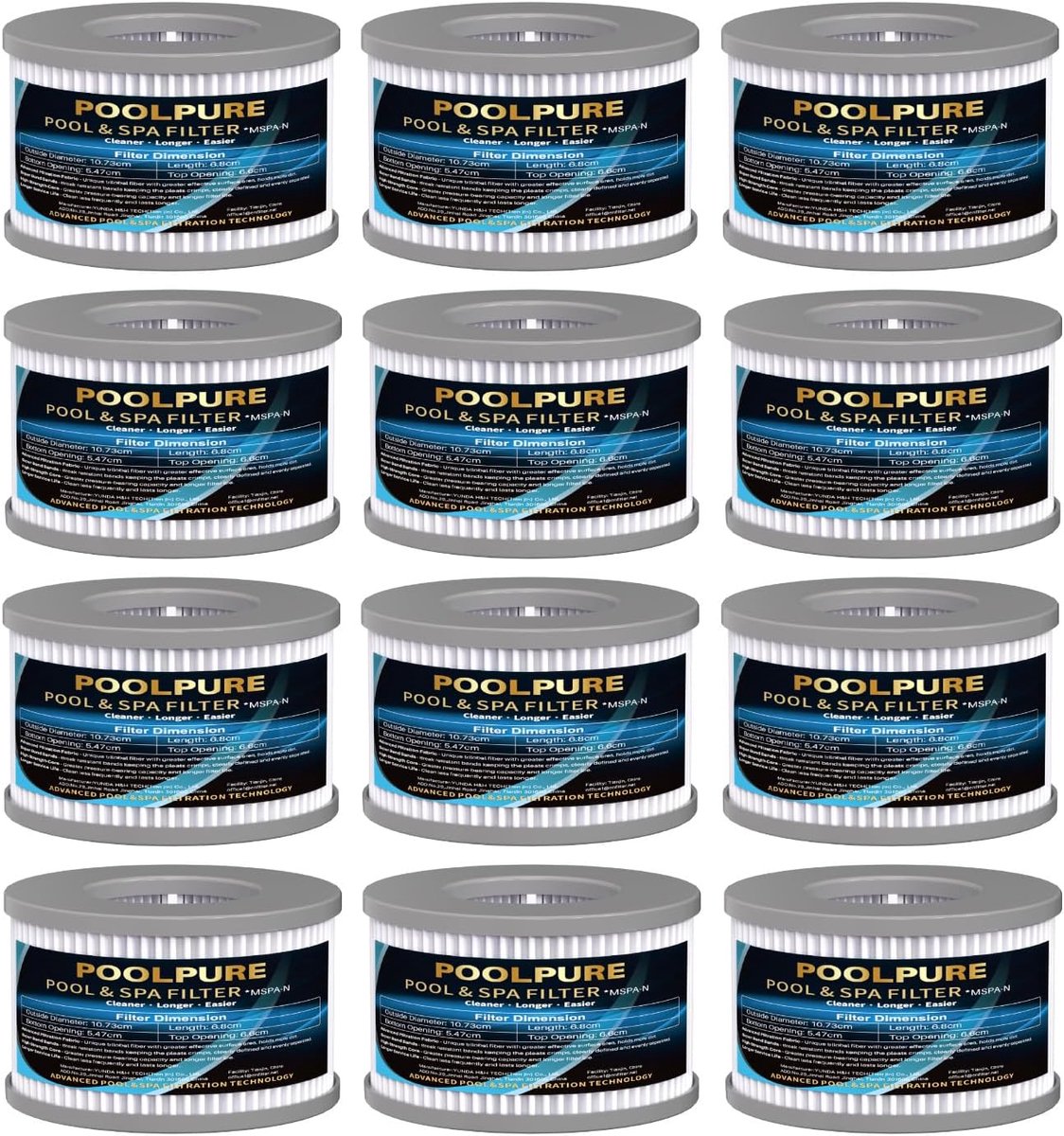 Vervangfilters voor MSpa FD2089 - 12-delige set - Premium spa accessoires - Ideaal voor opblaasbare whirlpools - ShopVlot