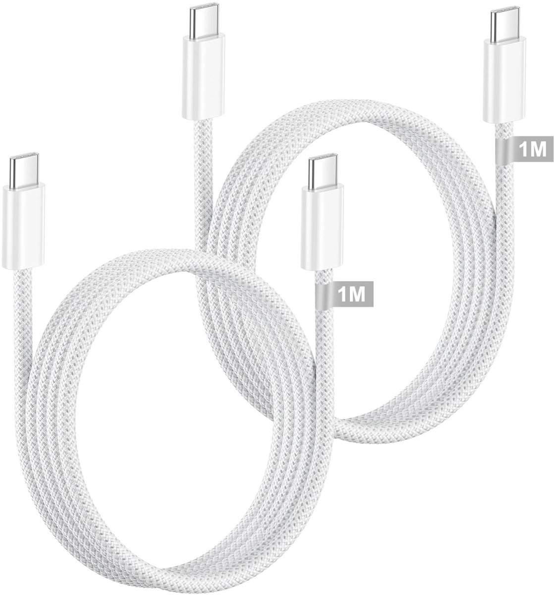 USB-C naar USB-C Kabel 1 m - Set van 2 - Nylon - Snelladen tot 60W PD 3.0 - ShopVlot