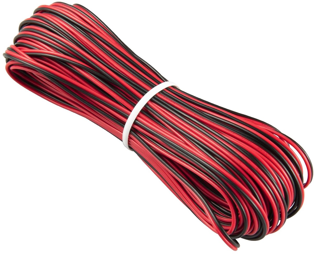 2-aderig kabel 20 m - rode/zwart PVC - flexibele verlenging - ideaal voor LED-strips - ShopVlot