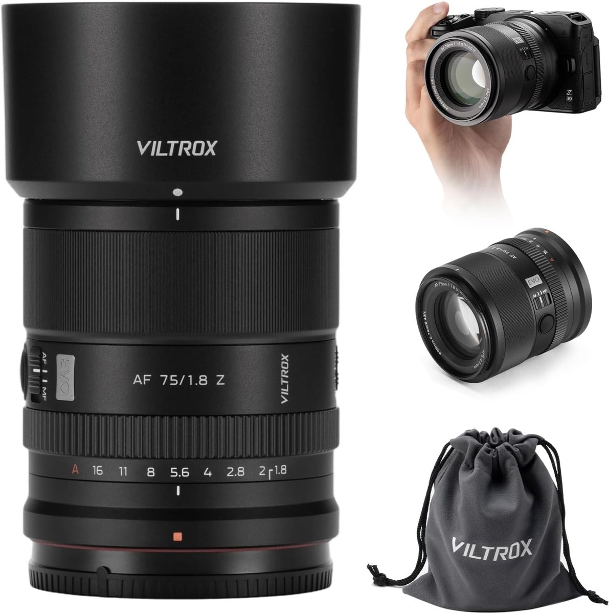 Cameralens 75 mm f1.8 - Z Mount - Snelle diafragma - Perfect voor portretfotografie - ShopVlot