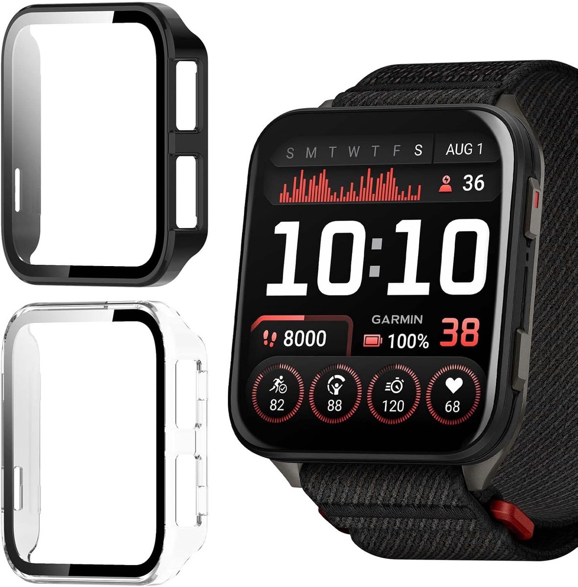 Hoes voor Garmin Venu X1 - 360° rondom PC case - zwart + transparant - volledige bescherming - ShopVlot