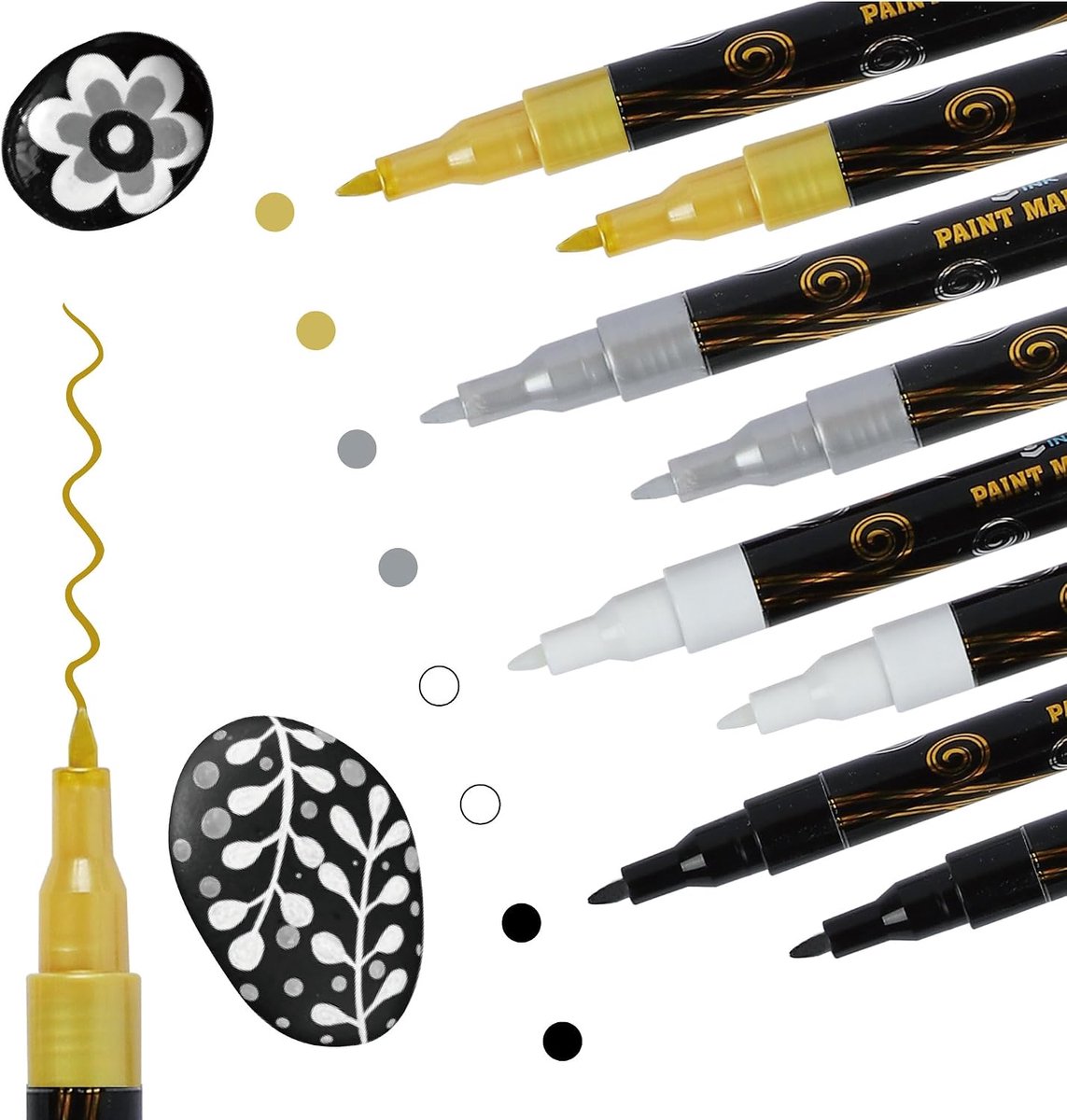 Acrylverf markers 15 stuks - metallic kleuren - voor steen, hout, glas en canvas - ideaal voor DIY-projecten - ShopVlot