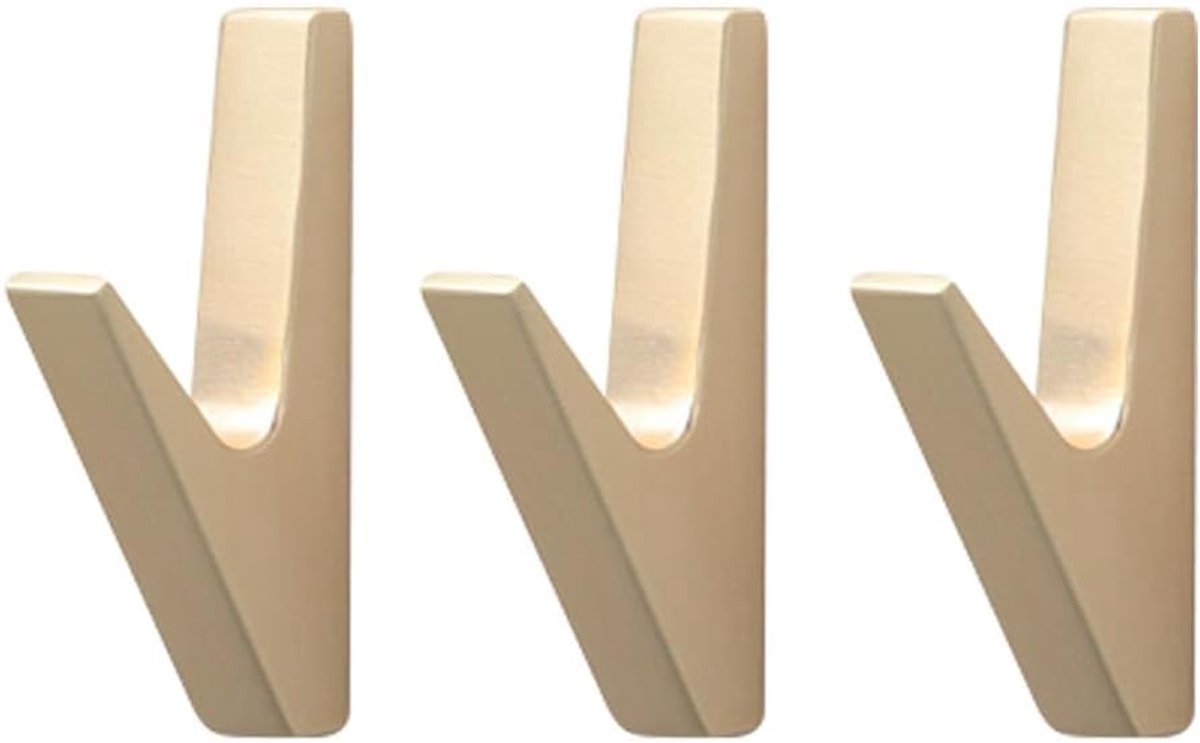 Kledinghaken set van 3 - metalen haak - goudkleurig - voor badkamer of slaapkamer - ShopVlot