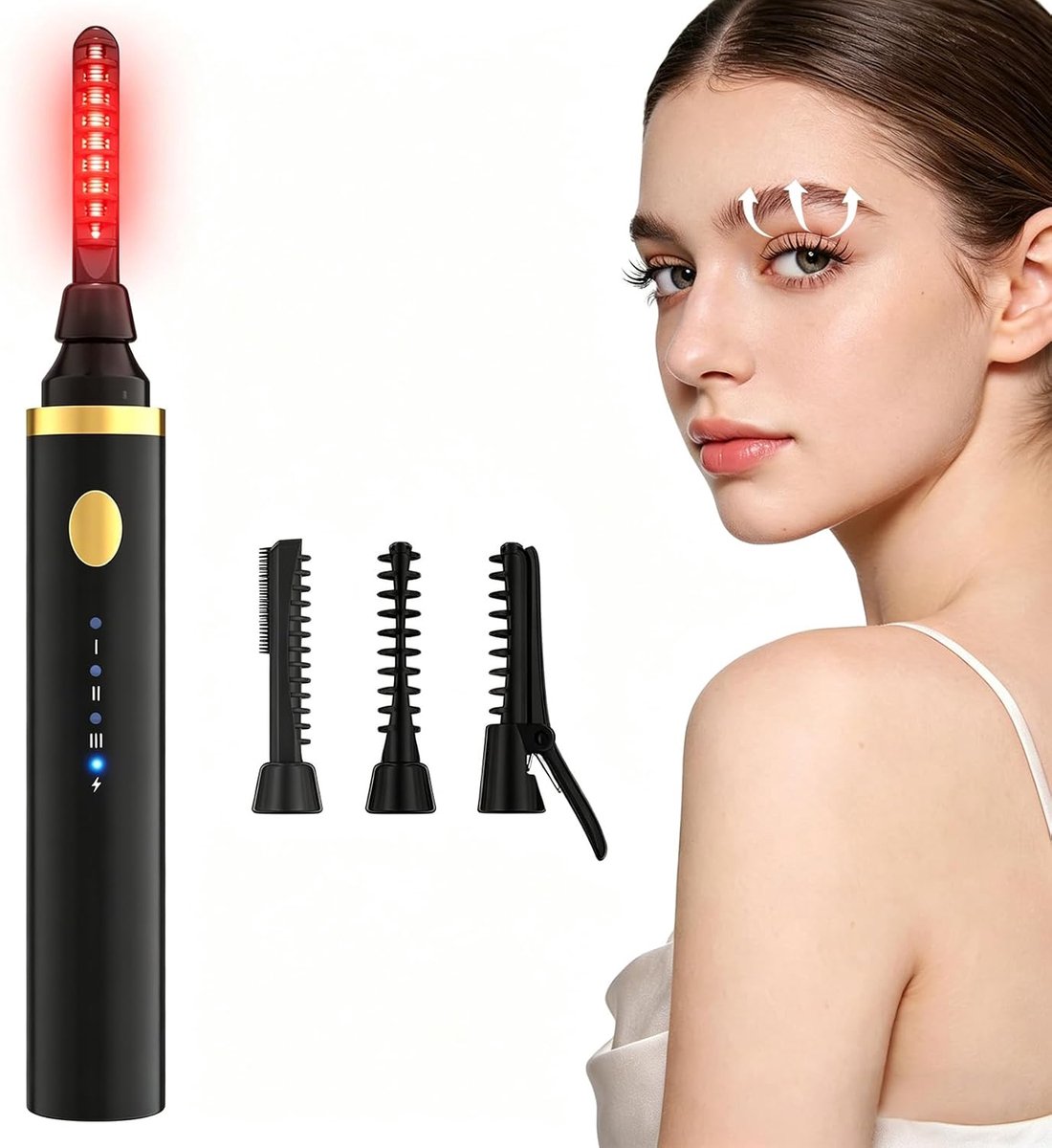 3-in-1 verwarmde wimpertang, elektrisch, wimperkrultang, bescherming tegen verbranding, 10 seconden snel opwarmen, 3 temperaturen, USB C oplaadbaar, draagbaar, verwarmde wimperkrultang voor alle