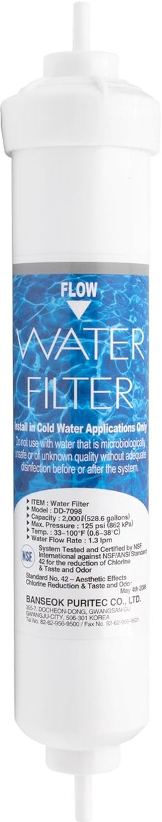 Waterfilter extern - DD-7098 - voor koelkasten - verbetert waterkwaliteit - SnelShoppen