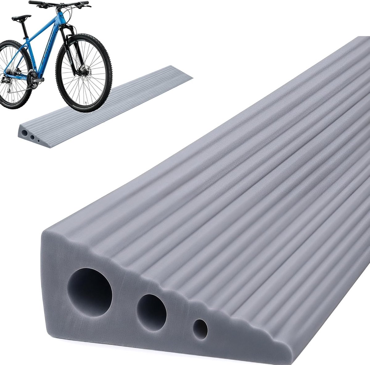 100 x 6 x 2 cm, drempelhelling, zuigrobot van pvc, rolstoelhelling met antislip, oppervlak universele oprijplaat voor rolstoel, kinderwagen, rollator en e-scooter (grijs)